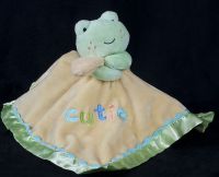 Carters Just One Year JOY Frog Cutie Lovey Plush Rattle Blanket